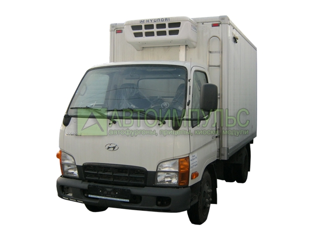 Фургон-рефрижератор на базе шасси Hyundai HD-35 для перевозки туш в подвешенном состоянии.